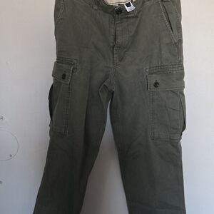 Men's Lands' End Olive Green Cargo Pants with Traditional Fit Size 34